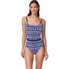 Gottex Retro Riviera Scoop Neck Netted Crochet One Piece In Blue