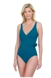 Gottex Rose Bud V-neck Surplice One Piece Swimsuit In Teal