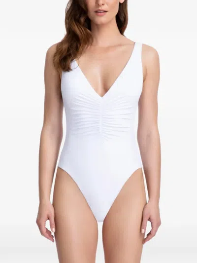 Gottex Ruched Cowl-back Swimsuit In White