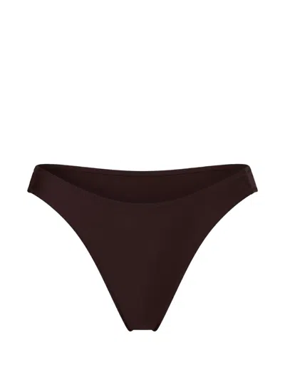 Gottex Satin Touch Mid-rise Bikini Bottoms In Brown