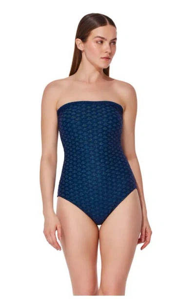 Gottex Scaled Up Bandeau Knit One Piece In Blue