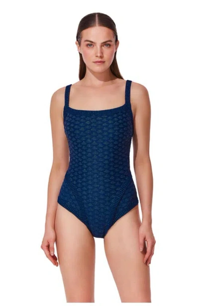 Gottex Scaled Up Square Neck Knit One Piece In Animal Print