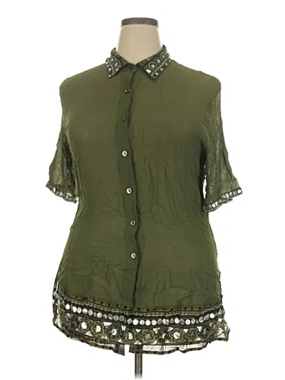 Pre-owned Gottex Short Sleeve Blouse In Green
