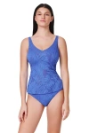 Gottex Skyfall Textured V-neck D-cup Tankini Top In Blue