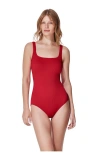 Gottex St. Tropez Square Neck Textured One Piece In Red