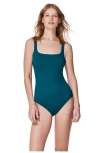 Gottex St. Tropez Square Neck Textured One Piece In Blue