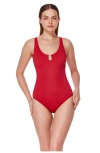 Gottex St. Tropez U Wire Textured One Piece In Red