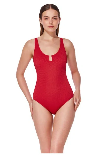 Gottex St. Tropez U Wire Textured One Piece In Red