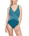 Gottex Striped One Piece Swimsuit In Teal