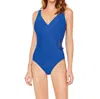 Gottex Surplice One Piece Swimsuit In Gold Standard Blue In Blue