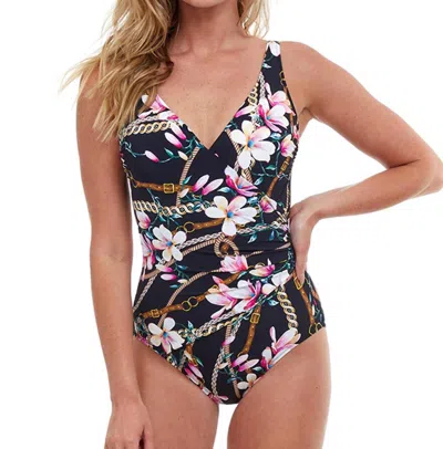 Gottex Surplice One Piece Swimsuit In Got Amalfi Coast In Black