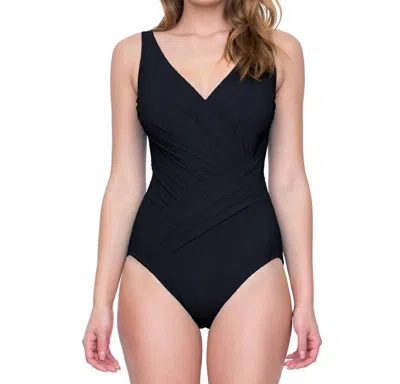 Gottex Surplice One Piece Swimsuit In Lattice Black In Multi