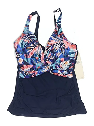 Pre-owned Gottex Swimsuit Top Blue Print Pattern Swimwear