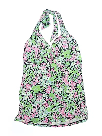 Pre-owned Gottex Swimsuit Top Green Floral Pattern Swimwear