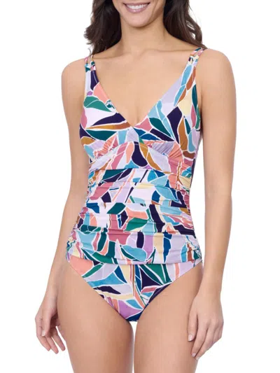 Gottex Swimwear Women's Aura V-neck Strappy One-piece Swimsuit In Neutral