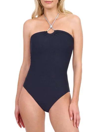 Gottex Swimwear Women's Harbourside Knotted Bandeau Halter One-piece Swimsuit In Black