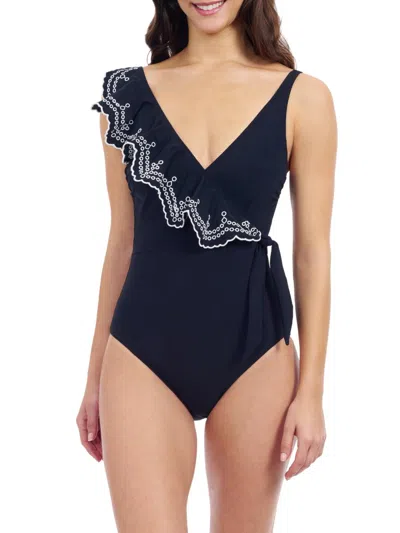 Gottex Swimwear Women's Lola Ruffled Tie-waist Swimsuit In Black