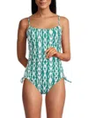 Gottex Swimwear Women's Squareneck One Piece Swimsuit In Emerald White