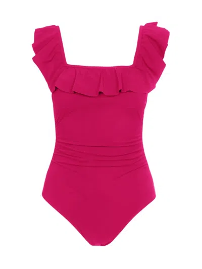 Gottex Swimwear Women's Tutti Frutti Squareneck Ruffle One-piece Swimsuit In Cherry