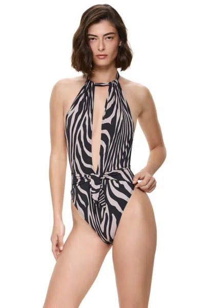 Gottex Tanzania Halter Neck Deep Plunge One Piece Swimsuit In Black