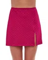 Gottex Textured Cover Up Mini Skirt Cover Up With Slit In Seas Shells Dark Cherry In Multi