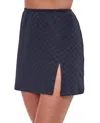 Gottex Textured Cover Up Mini Skirt With Slit In Got Sea Shells Black In Black