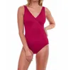 Gottex Textured Full Coverage V-neck Surplice One Piece Swimsuit In Seas Shells Dark Cherry In Multi