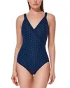 Gottex Textured Surplice One Piece Swimsuit In Blue