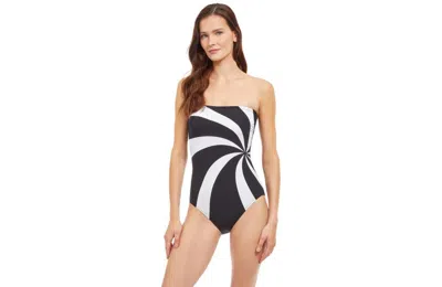 Gottex Timeless Bandeau One Piece Swimsuit In Black/white