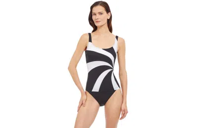 Gottex Timeless Tankini Swim Top In Black/white