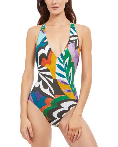 Gottex Tribal Art Surplice One Piece Swimsuit In Multi