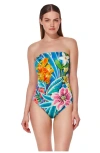 Gottex Tropicana Bandeau One Piece In Blue