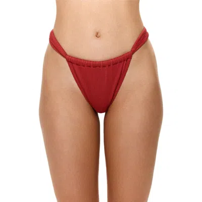 Gottex Tubular High Leg Low Rise Bikini Bottom In Red