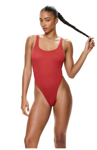 Gottex Tubular High Leg Ring Detail One Piece In Red