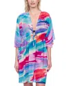 Gottex Palma De Mallorca V-neck Beach Dress With Adjustable Tie In Multi