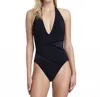 Gottex V-neck Halter Tie Back One Piece Swimsuit In Got Black In Black