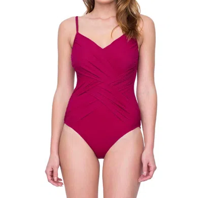 Gottex V-neck One Piece Swimsuit In Got Lattice Wine In Pink