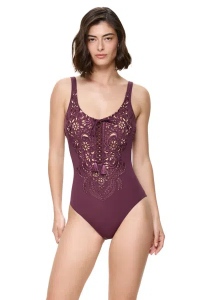 Gottex Versailles Scoop Neck One Piece Swimsuit In Brown