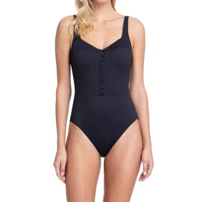 Gottex V-neck One Piece Swimsuit In Got Bardot In Blue