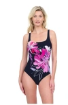 Gottex Water Lily Square Neck One Piece Swimsuit In Black