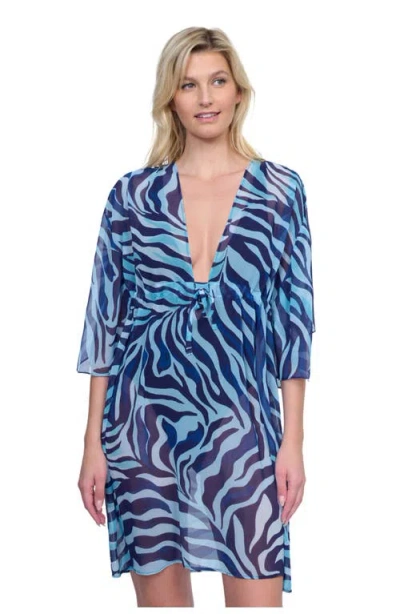Gottex Wildest Dream V Neck Beach Dress In Blue Multi