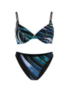 Gottex Willow Leaf-print Underwired Bikini In Blue