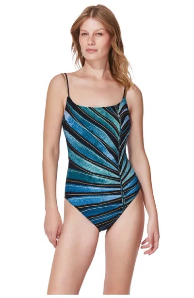 Gottex Willow Round Neck One Piece In Blue