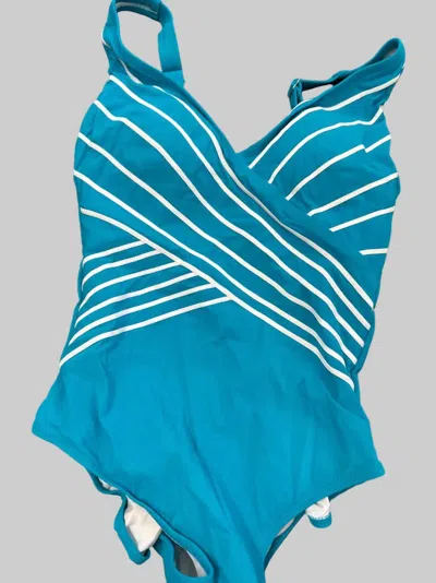 Gottex Women's Embrace V-neck Surplice One Piece Swimsuit In Blue/white