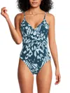 Gottex Miss Butterfly Lingerie V-neck Surplice One-piece In Blue Multi