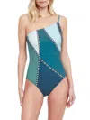 Gottex Modern Shades Square Neck One-piece In Multi Blue