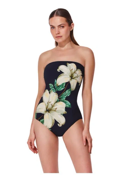 Gottex Yuri Flower Bandeau One Piece In Black