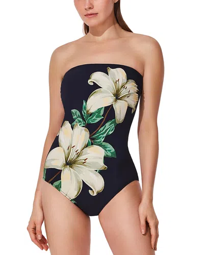 Gottex Yuri Flower Bandeau One Piece Swimsuit In Multi