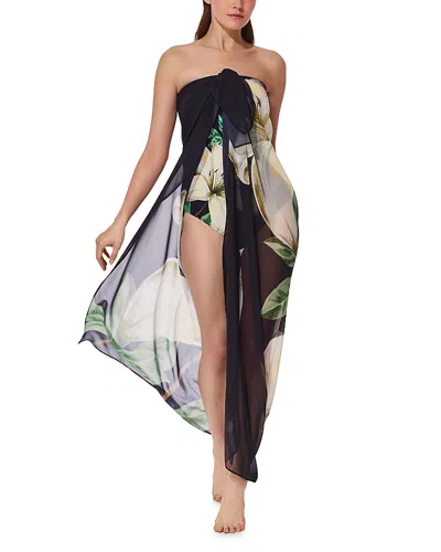 Gottex Yuri Flower Pareo Swim Cover-up In Black