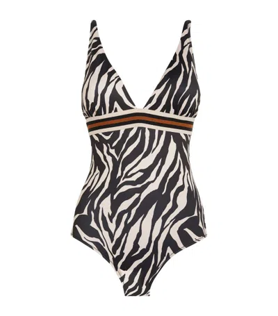 Gottex Zebra Print Plunge Swimsuit In Multi